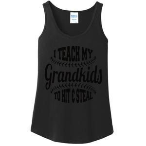 Baseball Grandpa I Teach My Grand to Hit and Steal Ladies Essential Tank