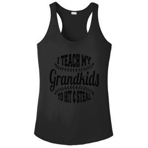 Baseball Grandpa I Teach My Grand to Hit and Steal Ladies PosiCharge Competitor Racerback Tank