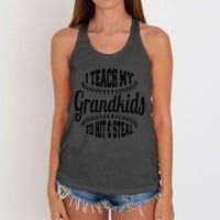 Baseball Grandpa I Teach My Grand to Hit and Steal Women's Knotted Racerback Tank