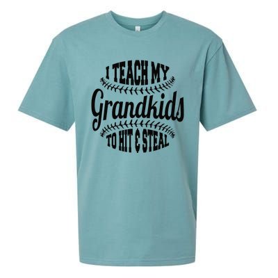 Baseball Grandpa I Teach My Grand to Hit and Steal Sueded Cloud Jersey T-Shirt