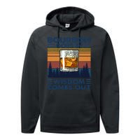 Bourbon Goes In Wisdom Comes Out Bourbon Drinking Lover Gift Performance Fleece Hoodie