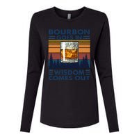 Bourbon Goes In Wisdom Comes Out Bourbon Drinking Lover Gift Womens Cotton Relaxed Long Sleeve T-Shirt