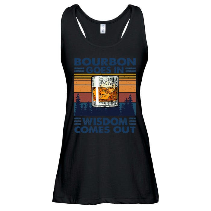 Bourbon Goes In Wisdom Comes Out Bourbon Drinking Lover Gift Ladies Essential Flowy Tank