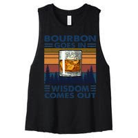 Bourbon Goes In Wisdom Comes Out Bourbon Drinking Lover Gift Women's Racerback Cropped Tank