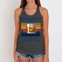 Bourbon Goes In Wisdom Comes Out Bourbon Drinking Lover Gift Women's Knotted Racerback Tank