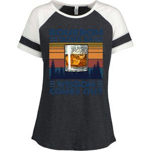 Bourbon Goes In Wisdom Comes Out Bourbon Drinking Lover Gift Enza Ladies Jersey Colorblock Tee