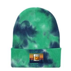 Bourbon Goes In Wisdom Comes Out Bourbon Drinking Lover Gift Tie Dye 12in Knit Beanie