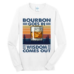 Bourbon Goes In Wisdom Comes Out Bourbon Drinking Lover Gift Tall Long Sleeve T-Shirt