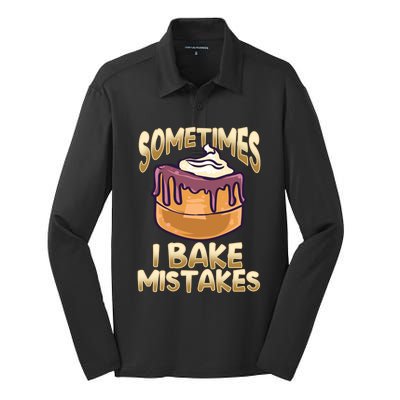 Baker Gift I Bake Mistakes Funny Baking Gift Silk Touch Performance Long Sleeve Polo