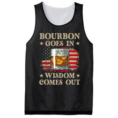 Bourbon Goes In Wisdom Comes Out Funny Drinking Mesh Reversible Basketball Jersey Tank