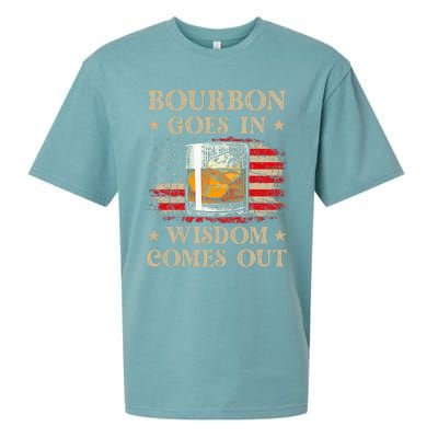 Bourbon Goes In Wisdom Comes Out Funny Drinking Sueded Cloud Jersey T-Shirt