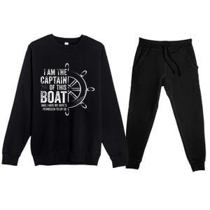 Boating Gifts I Am The Captain Of This Boat Sailing Skipper Premium Crewneck Sweatsuit Set