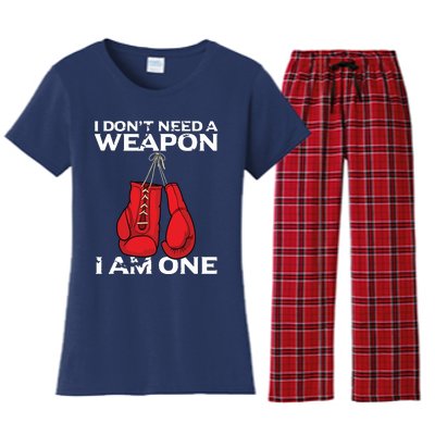 Boxing Gloves I Dont Need A Weapon Combat Boxer Women's Flannel Pajama Set