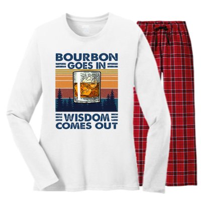 Bourbon Goes In Wisdom Comes Out Bourbon Drinking Lover Women's Long Sleeve Flannel Pajama Set 