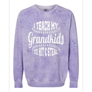 Baseball Grandpa I Teach My Grand To Hit And Steal Colorblast Crewneck Sweatshirt