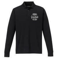 Baseball Grandpa I Teach My Grand To Hit And Steal Performance Long Sleeve Polo