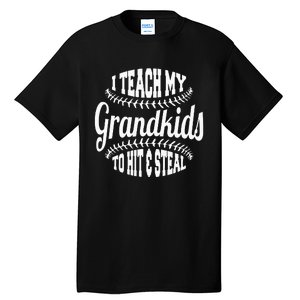 Baseball Grandpa I Teach My Grand To Hit And Steal Tall T-Shirt