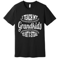 Baseball Grandpa I Teach My Grand To Hit And Steal Premium T-Shirt