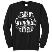 Baseball Grandpa I Teach My Grand To Hit And Steal Tall Sweatshirt