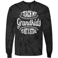 Baseball Grandpa I Teach My Grand To Hit And Steal Tie-Dye Long Sleeve Shirt