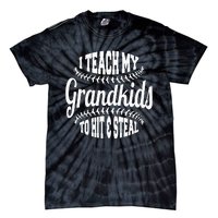 Baseball Grandpa I Teach My Grand To Hit And Steal Tie-Dye T-Shirt