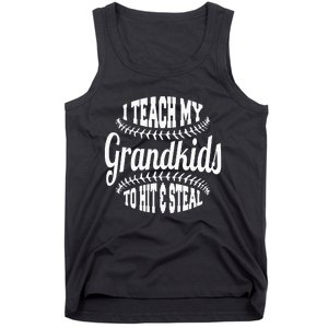 Baseball Grandpa I Teach My Grand To Hit And Steal Tank Top