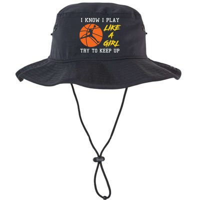 Basketball Girls I Know I Play Like A Girl Try To Keep Up Bucket Hat