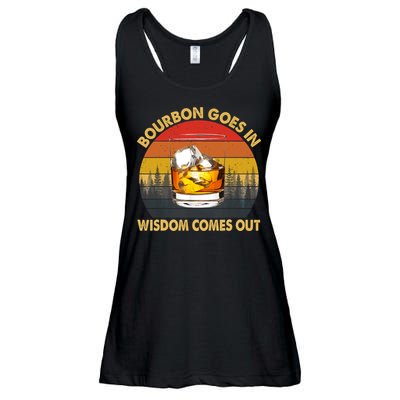 Bourbon Goes In Wisdom Comes Out Funny Bourbon S Lover TShirt Ladies Essential Flowy Tank