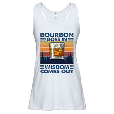 Bourbon Goes In Wisdom Comes Out Bourbon Drinking Lover Ladies Essential Flowy Tank