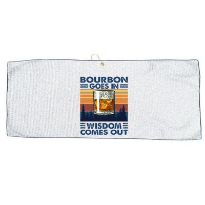 Bourbon Goes In Wisdom Comes Out Bourbon Drinking Lover Large Microfiber Waffle Golf Towel