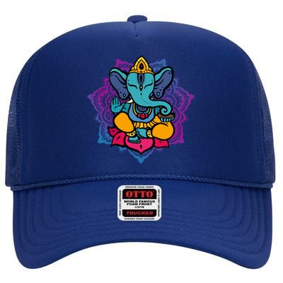 Beautiful Ganesha In Yoga Lotus Meditation Dala Cute Gift High Crown Mesh Back Trucker Hat