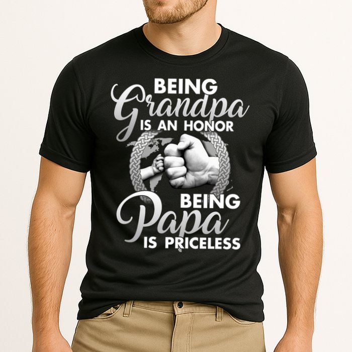 Being Grandpa Is An Honor Being Papa Is Priceless Cooling Performance Crew T-Shirt