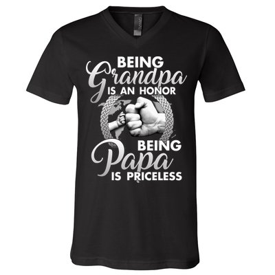Being Grandpa Is An Honor Being Papa Is Priceless V-Neck T-Shirt