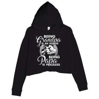Being Grandpa Is An Honor Being Papa Is Priceless Crop Fleece Hoodie