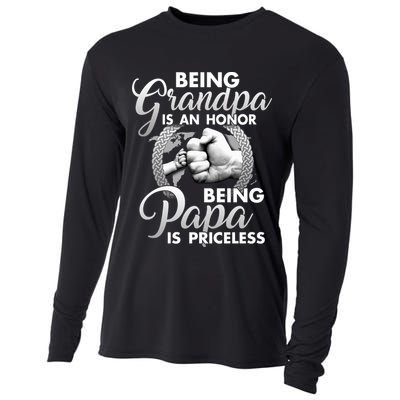 Being Grandpa Is An Honor Being Papa Is Priceless Cooling Performance Long Sleeve Crew