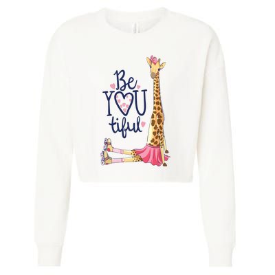 Beautiful Giraffe | Inspire Be You Giraffe Animal Cropped Pullover Crew