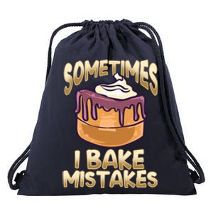 Baker Gift I Bake Mistakes Funny Baking Gift Drawstring Bag