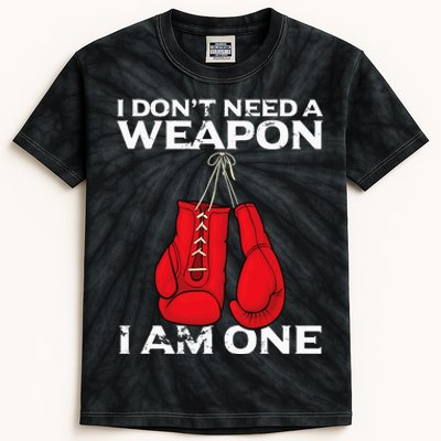 Boxing Gloves I Dont Need A Weapon Combat Boxer Kids Tie-Dye T-Shirt