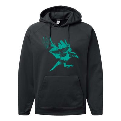 Bird Gift Idea Raven Crow Performance Fleece Hoodie