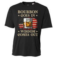 Bourbon Goes In Wisdom Comes Out Funny Drinking Cooling Performance Crew T-Shirt