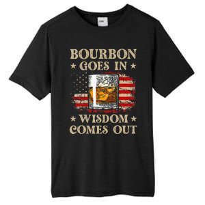 Bourbon Goes In Wisdom Comes Out Funny Drinking Tall Fusion ChromaSoft Performance T-Shirt