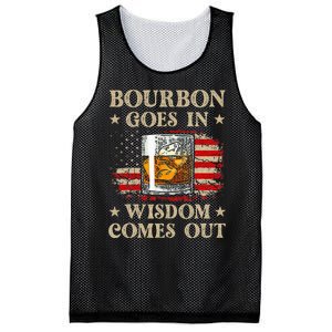 Bourbon Goes In Wisdom Comes Out Funny Drinking Mesh Reversible Basketball Jersey Tank