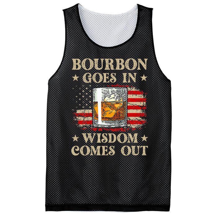 Bourbon Goes In Wisdom Comes Out Funny Drinking Mesh Reversible Basketball Jersey Tank