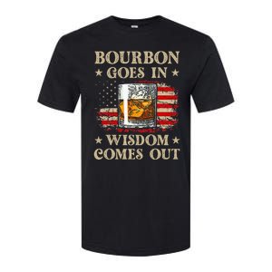 Bourbon Goes In Wisdom Comes Out Funny Drinking Softstyle CVC T-Shirt