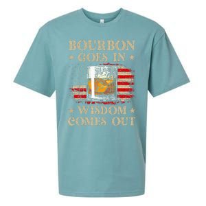 Bourbon Goes In Wisdom Comes Out Funny Drinking Sueded Cloud Jersey T-Shirt