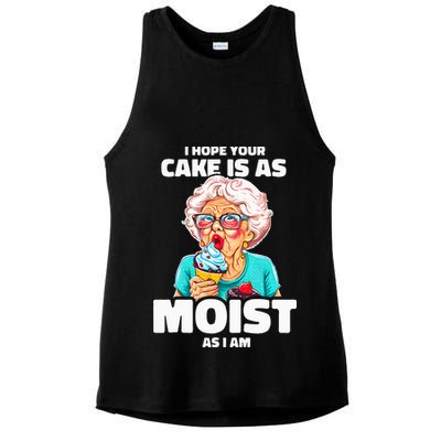 Baking Grandma I Hope Your Cake Is As Moist As I Am Gag Ladies PosiCharge Tri-Blend Wicking Tank
