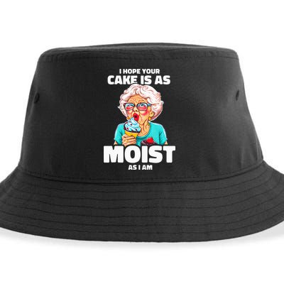 Baking Grandma I Hope Your Cake Is As Moist As I Am Gag Sustainable Bucket Hat