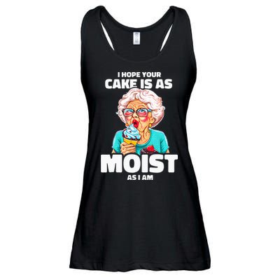Baking Grandma I Hope Your Cake Is As Moist As I Am Gag Ladies Essential Flowy Tank