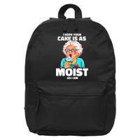 Baking Grandma I Hope Your Cake Is As Moist As I Am Gag 16 in Basic Backpack