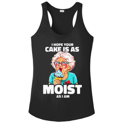 Baking Grandma I Hope Your Cake Is As Moist As I Am Gag Ladies PosiCharge Competitor Racerback Tank